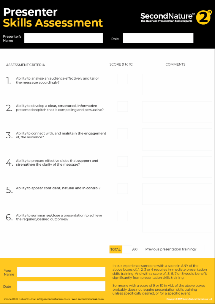 Presenter Skills Assessment Form
