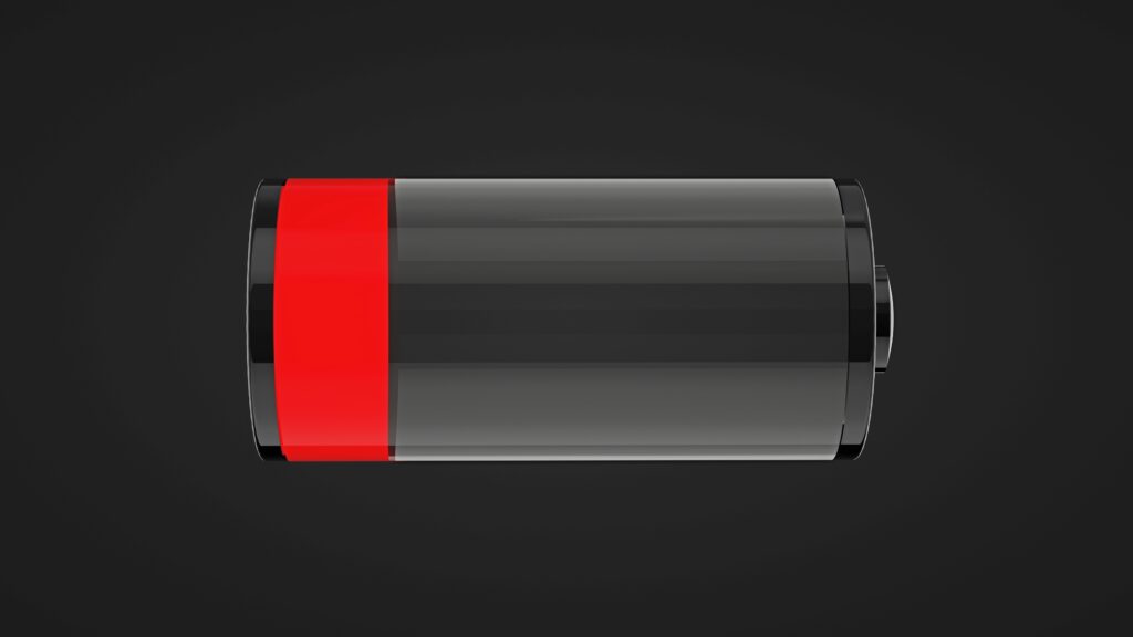 Charge,Icon,On,Black,Background,,Battery,Is,Low.,3d,Render.