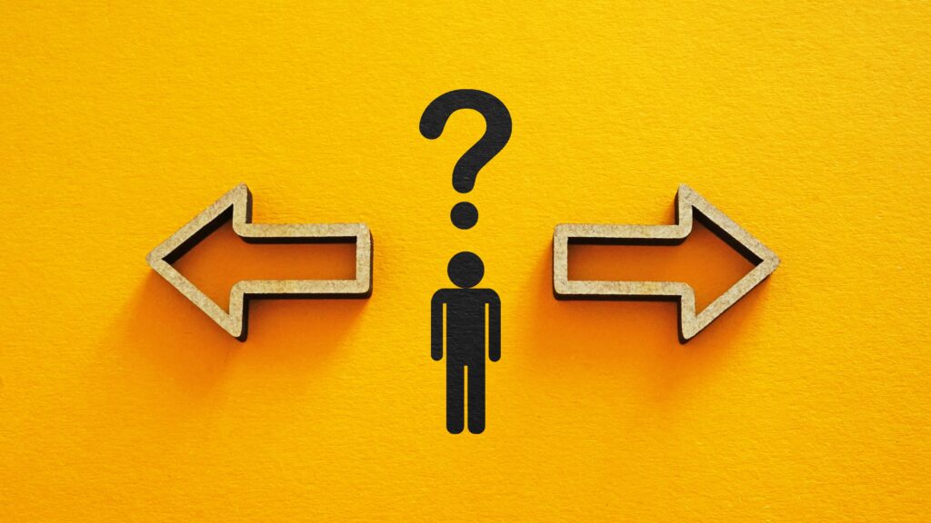 Decision,Making,Stress,Concept,With,Overwhelmed,Person,Choosing,Between,Options