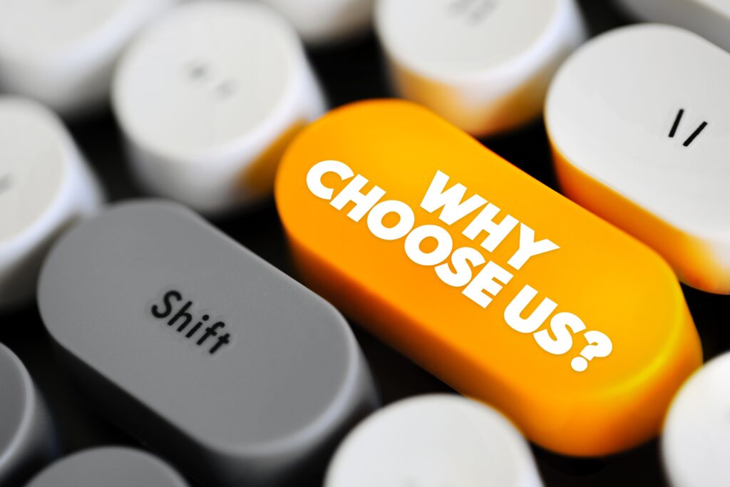 Why,Choose,Us,Question,Button,On,Keyboard,,Concept,Background